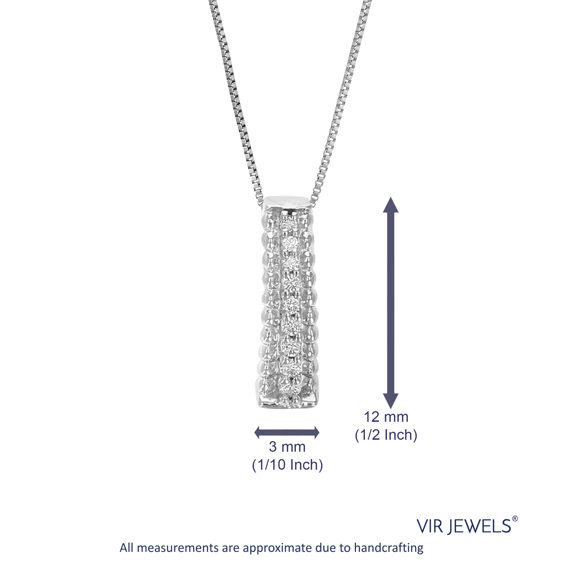 VIR JEWELS 1/20 cttw Diamond Pendant Necklace for Women | Lab Grown Diamond Drop Pendant Necklace in .925 Sterling Silver with Chain | Size 1/2 Inch
