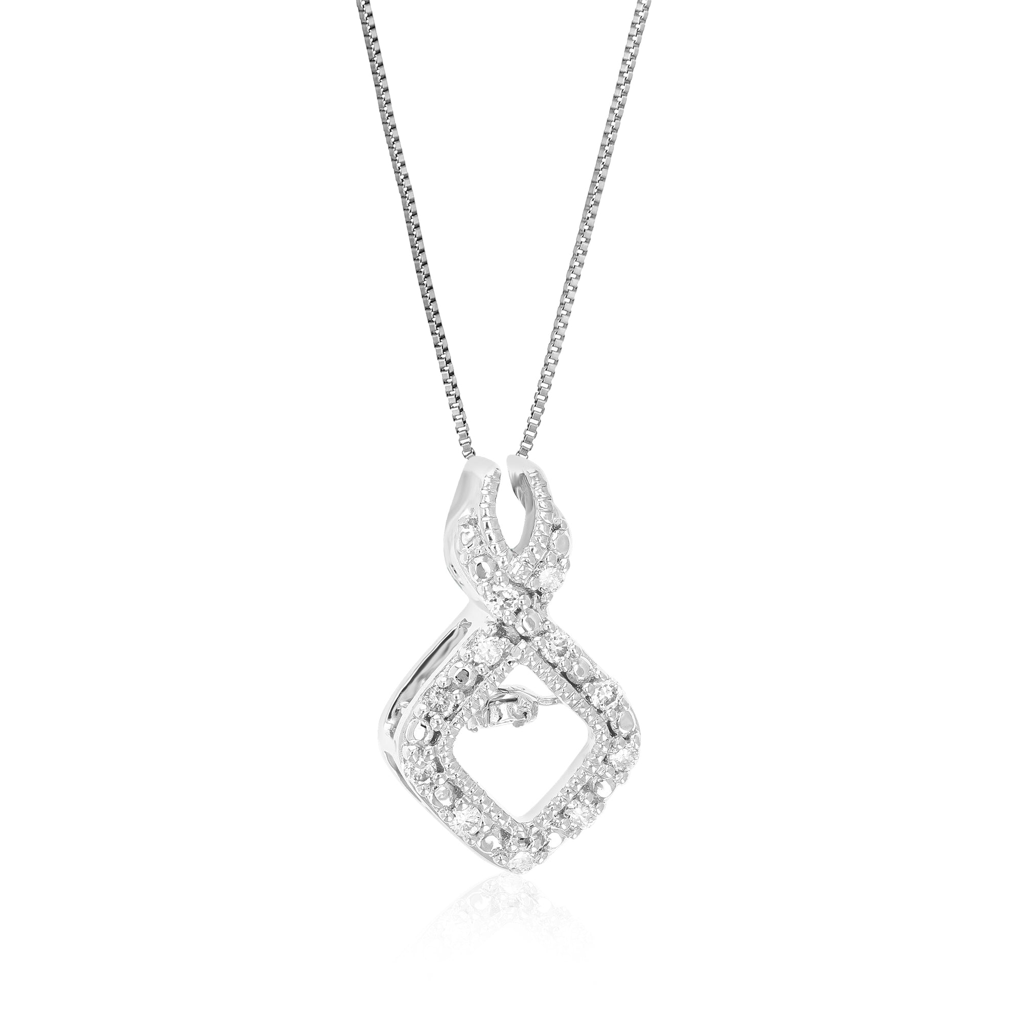 1/12 cttw Diamond Pendant Necklace for Women, Lab Grown Diamond Pendant Necklace in .925 Sterling Silver with Chain, Size 3/4 Inch