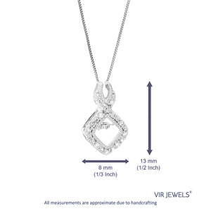 1/12 cttw Diamond Pendant Necklace for Women, Lab Grown Diamond Pendant Necklace in .925 Sterling Silver with Chain, Size 3/4 Inch