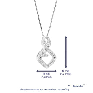 1/12 cttw Diamond Pendant Necklace for Women, Lab Grown Diamond Pendant Necklace in .925 Sterling Silver with Chain, Size 1/2 Inch