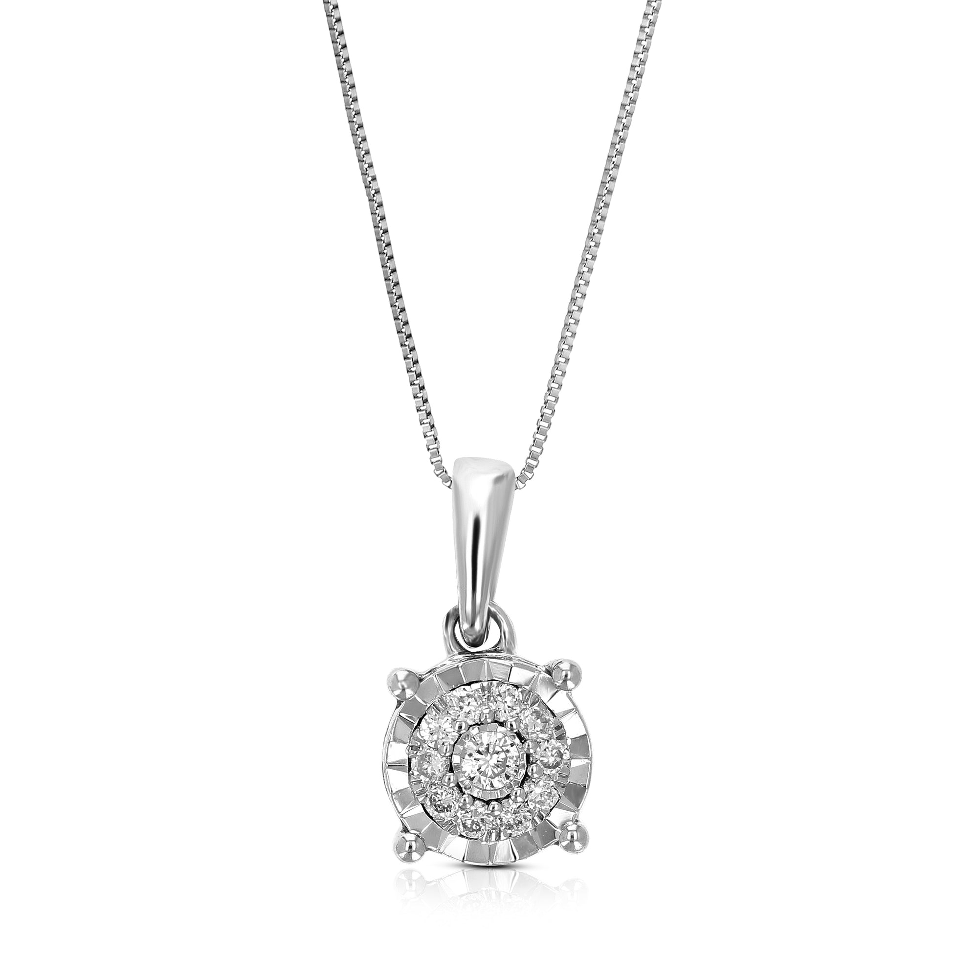 1/12 cttw Lab Grown Diamond Fashion Pendant Necklace .925 Sterling Silver 1/4 Inch with 18 Inch Chain, Size 2/5 Inch