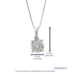 1/12 cttw Lab Grown Diamond Fashion Pendant Necklace .925 Sterling Silver 1/4 Inch with 18 Inch Chain, Size 2/5 Inch