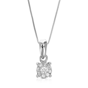1/12 cttw Lab Grown Diamond Fashion Pendant Necklace .925 Sterling Silver 1/6 Inch with 18 Inch Chain, Size 2/5 Inch