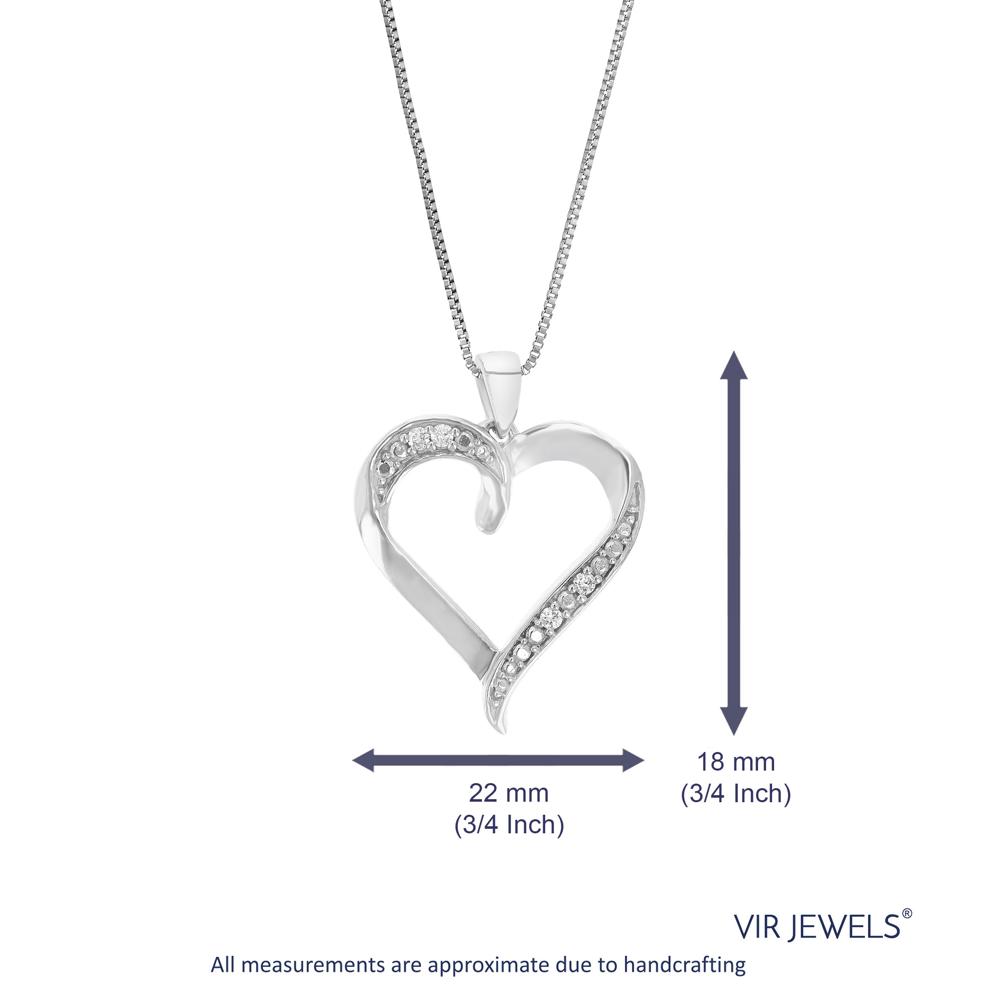 1/20 cttw Lab Created Diamond Heart Pendant Necklace .925 Silver