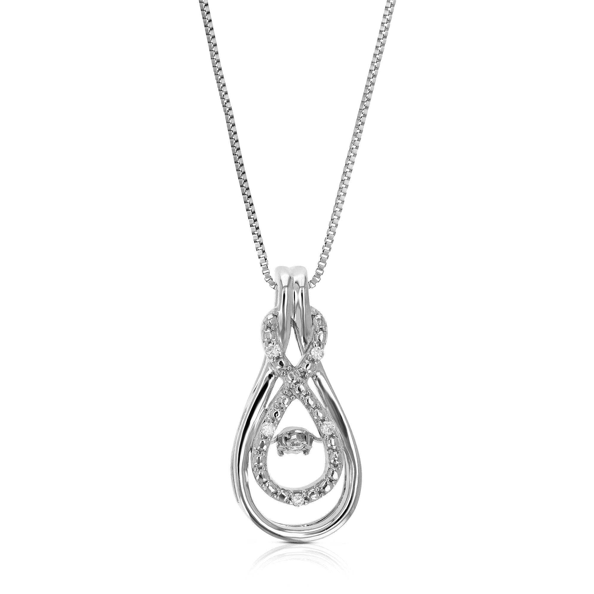 1/20 cttw Lab Grown Diamond Pendant Necklace .925 Sterling Silver Dancing Diamond 3/4 Inch with 18 Inch Chain, Size 3/4 Inch