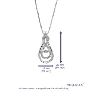 1/20 cttw Lab Grown Diamond Pendant Necklace .925 Sterling Silver Dancing Diamond 3/4 Inch with 18 Inch Chain, Size 3/4 Inch