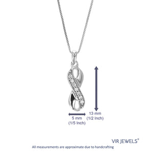 1/14 cttw Lab Grown Diamond Infinity Pendant Necklace .925 Sterling Silver 1/5 Inch with 18 Inch Chain, Size 3/4 Inch