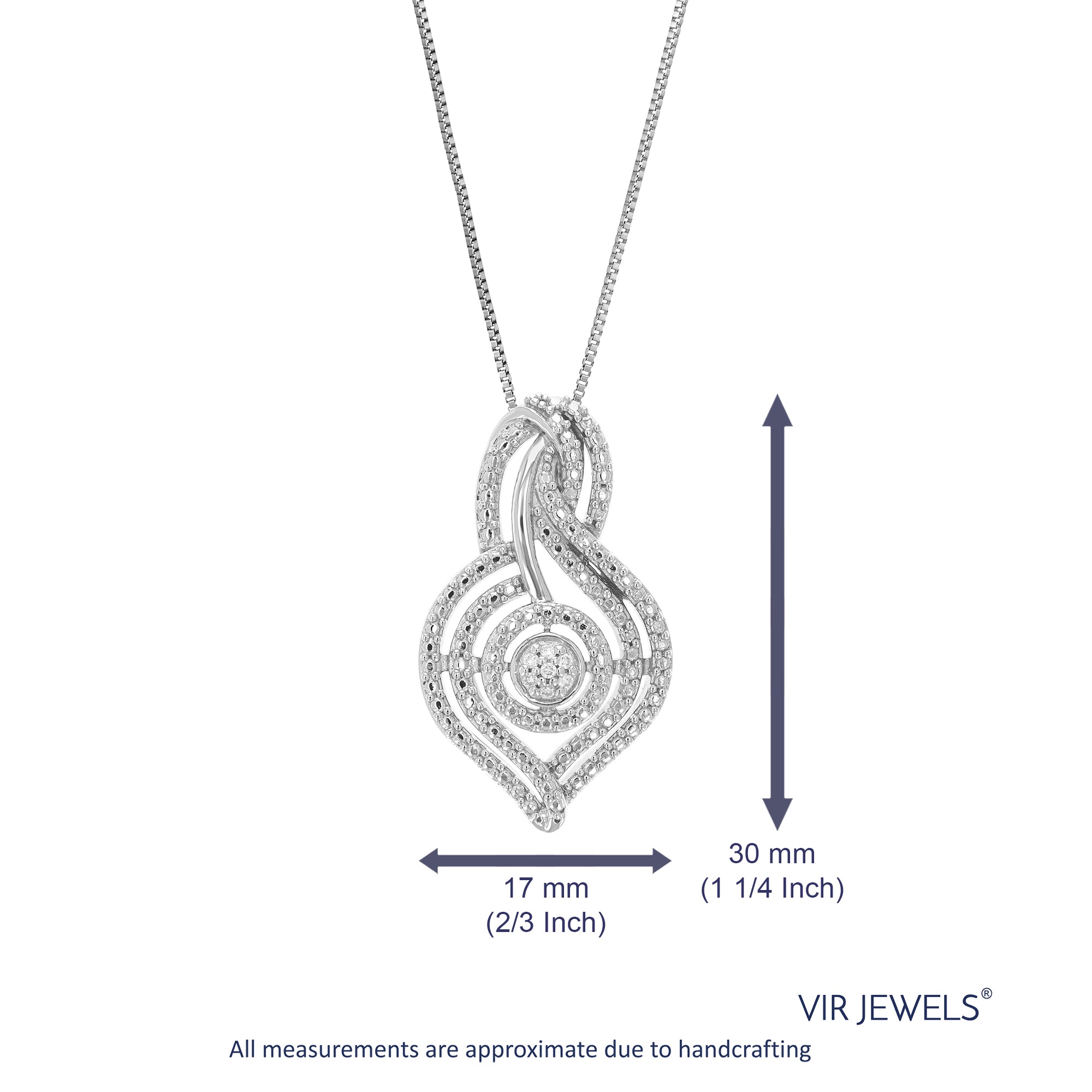 1/20 cttw Diamond Pendant Necklace for Women, Lab Grown Diamond Cluster Pendant Necklace in .925 Sterling Silver with Chain, Size 1 1/4 Inch