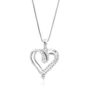 1/20 CTTW Diamond Pendant Necklace for Women | Lab Grown Diamond Heart Pendant Necklace in .925 Sterling Silver with Chain | Size 1 Inch