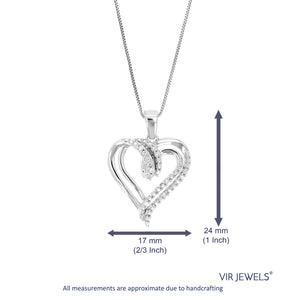 1/20 CTTW Diamond Pendant Necklace for Women | Lab Grown Diamond Heart Pendant Necklace in .925 Sterling Silver with Chain | Size 1 Inch