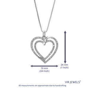 1/14 cttw Lab Grown Diamond Heart Pendant Necklace .925 Sterling Silver 3/4 Inch with 18 Inch Chain, Size 1 Inch