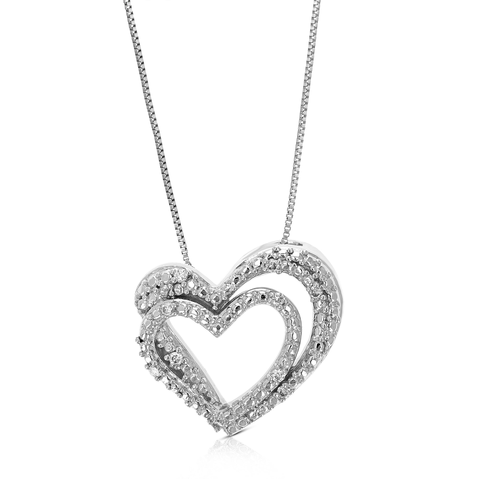 1/14 cttw Lab Grown Diamond Heart Pendant Necklace .925 Sterling Silver 1/2 Inch with 18 Inch Chain, Size 1/2 Inch