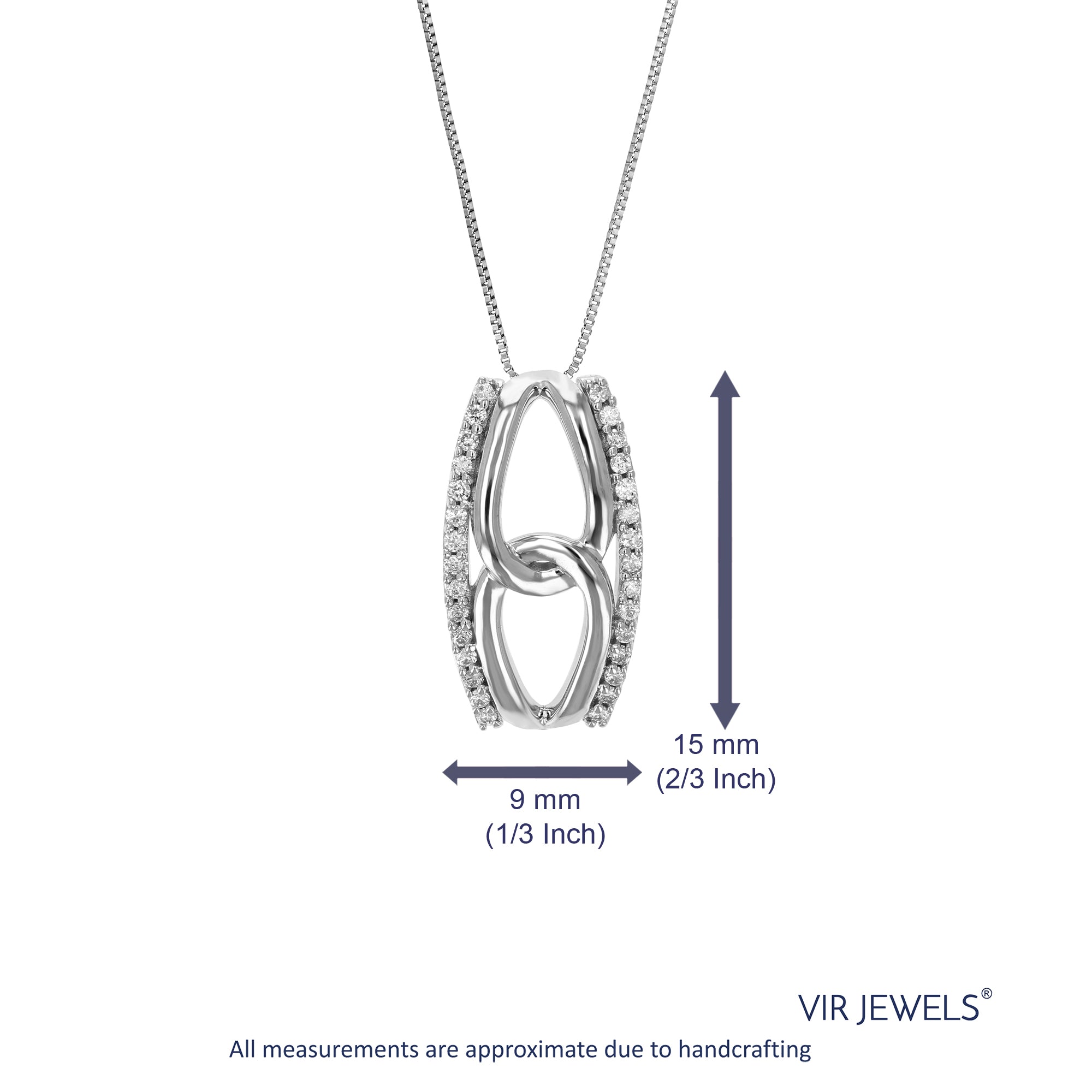 1/10 cttw Lab Grown Diamond Fashion Pendant Necklace .925 Sterling Silver 1/2 Inch with 18 Inch Chain, Size 1/2 Inch