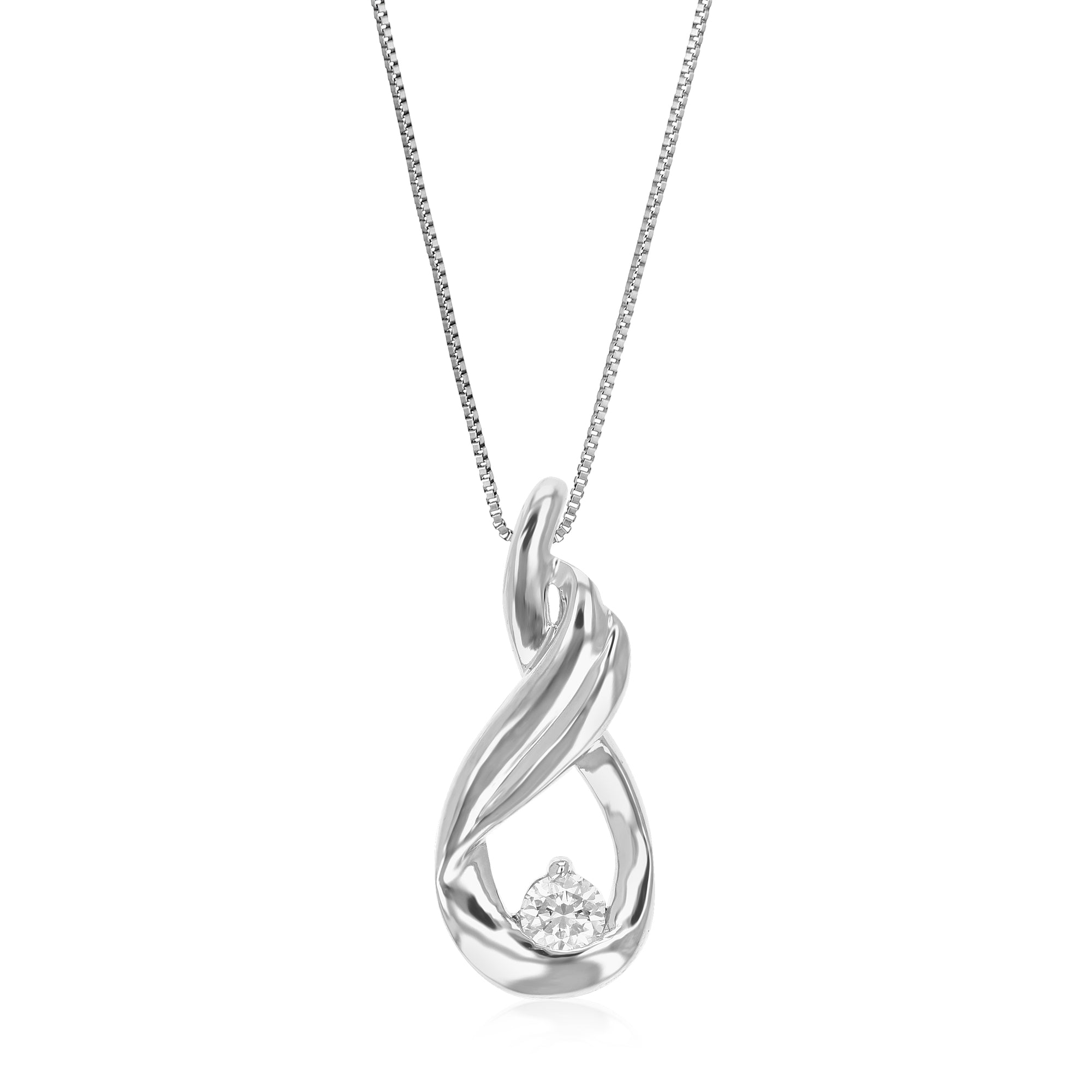 1/20 cttw Diamond Pendant Necklace for Women, Lab Grown Diamond Solitaire Pendant Necklace in .925 Sterling Silver with Chain, Size 3/4 Inch