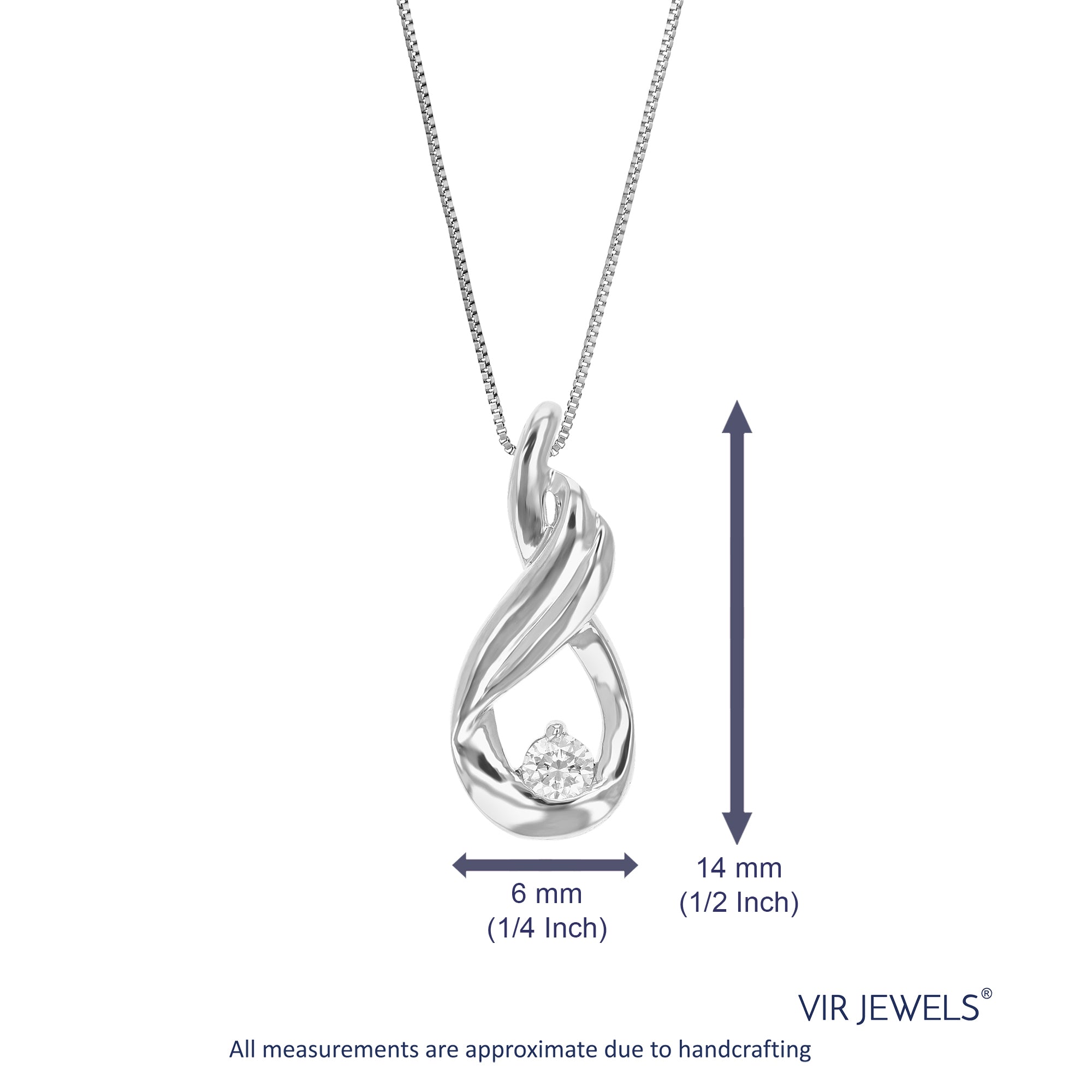 1/20 cttw Diamond Pendant Necklace for Women, Lab Grown Diamond Solitaire Pendant Necklace in .925 Sterling Silver with Chain, Size 3/4 Inch