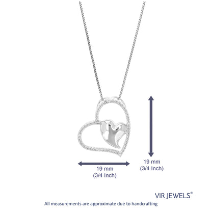 Double Heart Lab Diamond Pendant Necklace