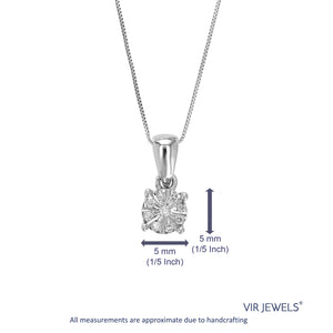 1/14 cttw Lab Grown Diamond Pendant Necklase .925 Sterling Silver 1/2 Inch with 18 Inch Chain, Size 1/2 Inch