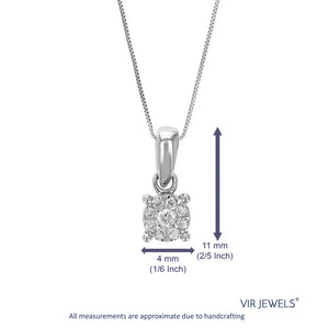 1/12 cttw 9 Stones Lab Grown Diamond Fashion Pendant Necklace .925 Sterling Silver 1/6 Inch with 18 Inch Chain, Size 2/5 Inch
