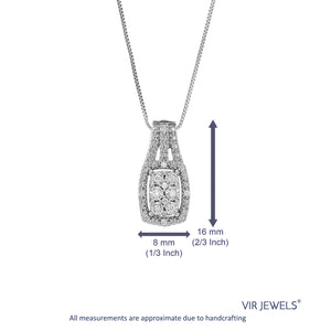 1/16 cttw Lab Grown Diamond Fashion Pendant Necklace .925 Sterling Silver 2/3 Inch with 18 Inch Chain, Size 2/3 Inch