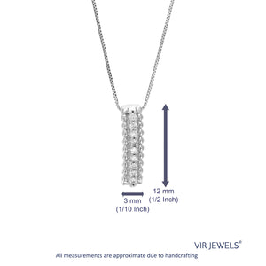 1/14 cttw Lab Grown Diamond Linear Pendant Necklace .925 Sterling Silver 1/10 Inch with 18 Inch Chain, Size 1/2 Inch