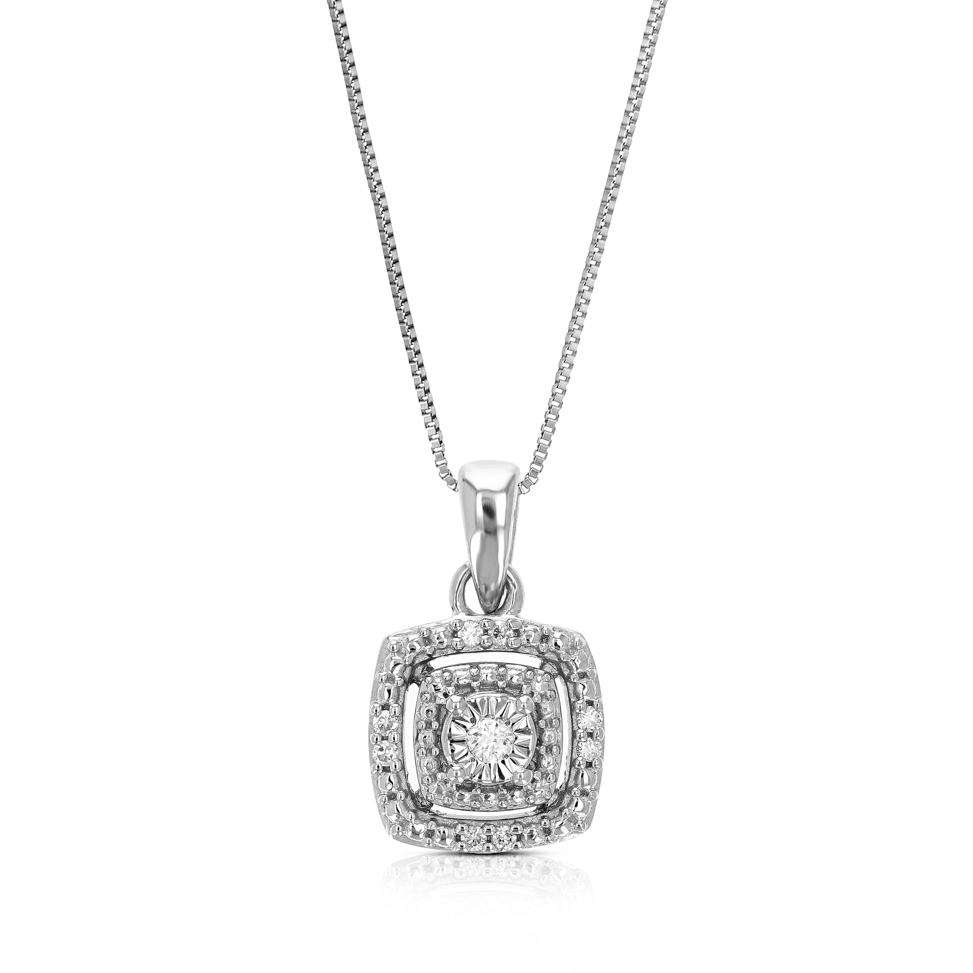 1/20 cttw Lab Grown Diamond Composite Pendant Necklace .925 Sterling Silver 1/2 Inch with 18 Inch Chain, Size 2/3 Inch
