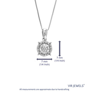 1/20 cttw Lab Grown Diamond Starburst Pendant Necklace .925 Sterling Silver 1/2 Inch with 18 Inch Chain, Size 1/2 Inch