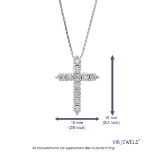 1/20 cttw Lab Grown Diamond Cross Pendant Necklace .925 Sterling Silver 1/2 Inch with 18 Inch Chain, Size 1/2 Inch