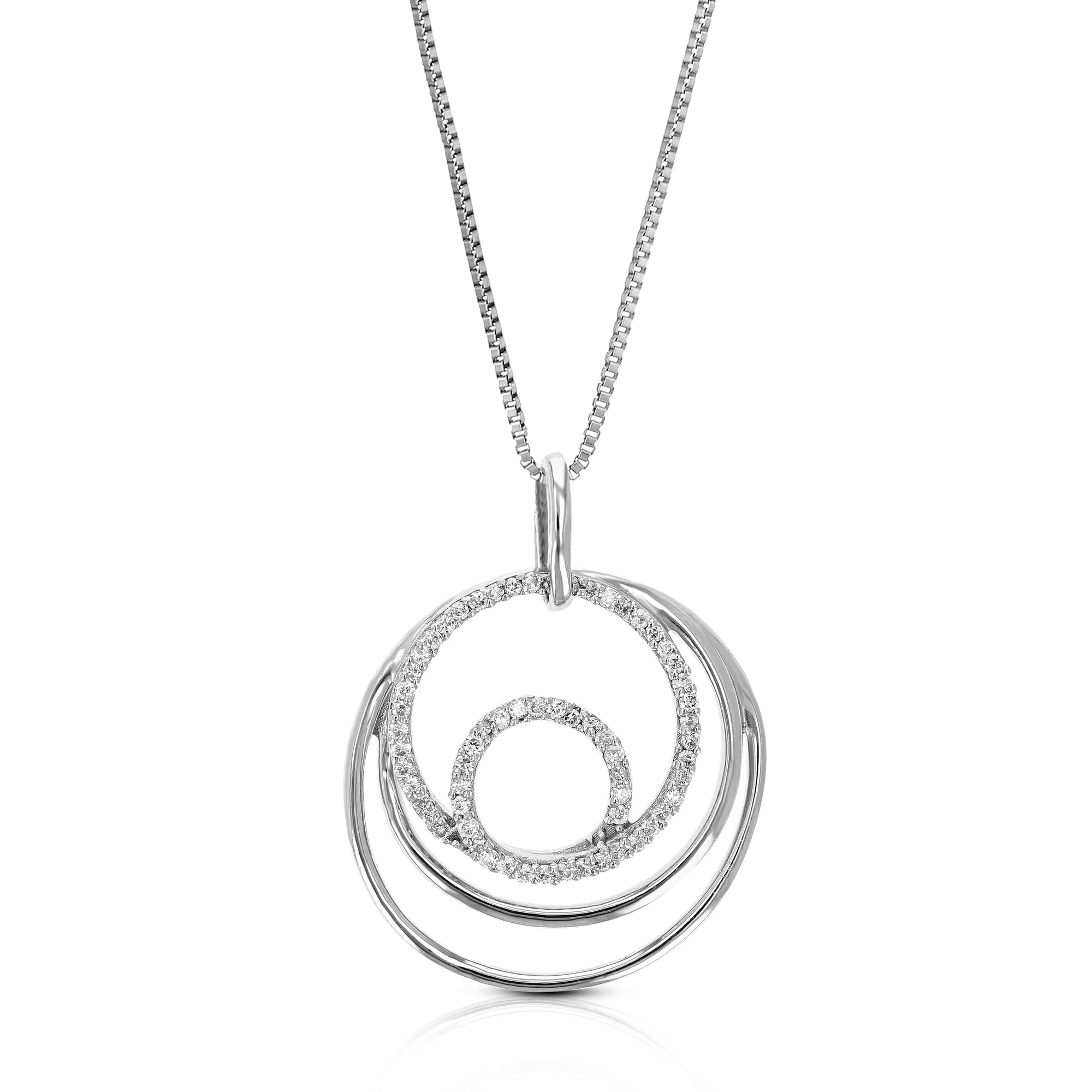 1/8 cttw Diamond Pendant Necklace for Women, Lab Grown Diamond Pendant Necklace in .925 Sterling Silver with Chain, Size 2/3 Inch
