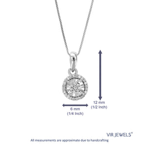 1/12 cttw Lab Grown Diamond Starburst Pendant Necklace .925 Sterling Silver 1/4 Inch with 18 Inch Chain, Size 1/2 Inch