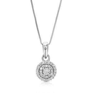 1/16 cttw Lab Grown Diamond Fashion Pendant Necklace .925 Sterling Silver 2/5 Inch with 18 Inch Chain