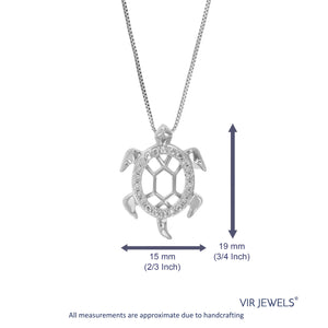 1/10 cttw Diamond Pendant Necklace for Women, Lab Grown Diamond Turtle Pendant Necklace in .925 Sterling Silver with Chain, Size 3/4 Inch