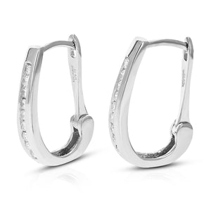 1/4 cttw Diamond Hoop Earrings for Women, Round Lab Grown Diamond Earrings in .925 Sterling Silver, Channel Setting, 2/5 Inch