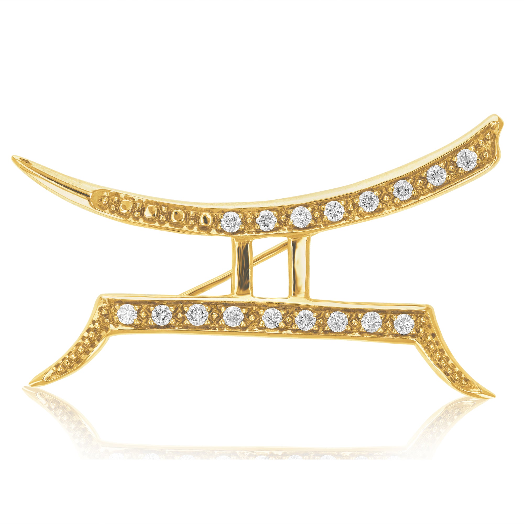 1/2 cttw Diamond Brooch Pin, Brooch Pin for Women Fashion in 14K Yellow Gold, Prong Setting, 1 3/4 Inch