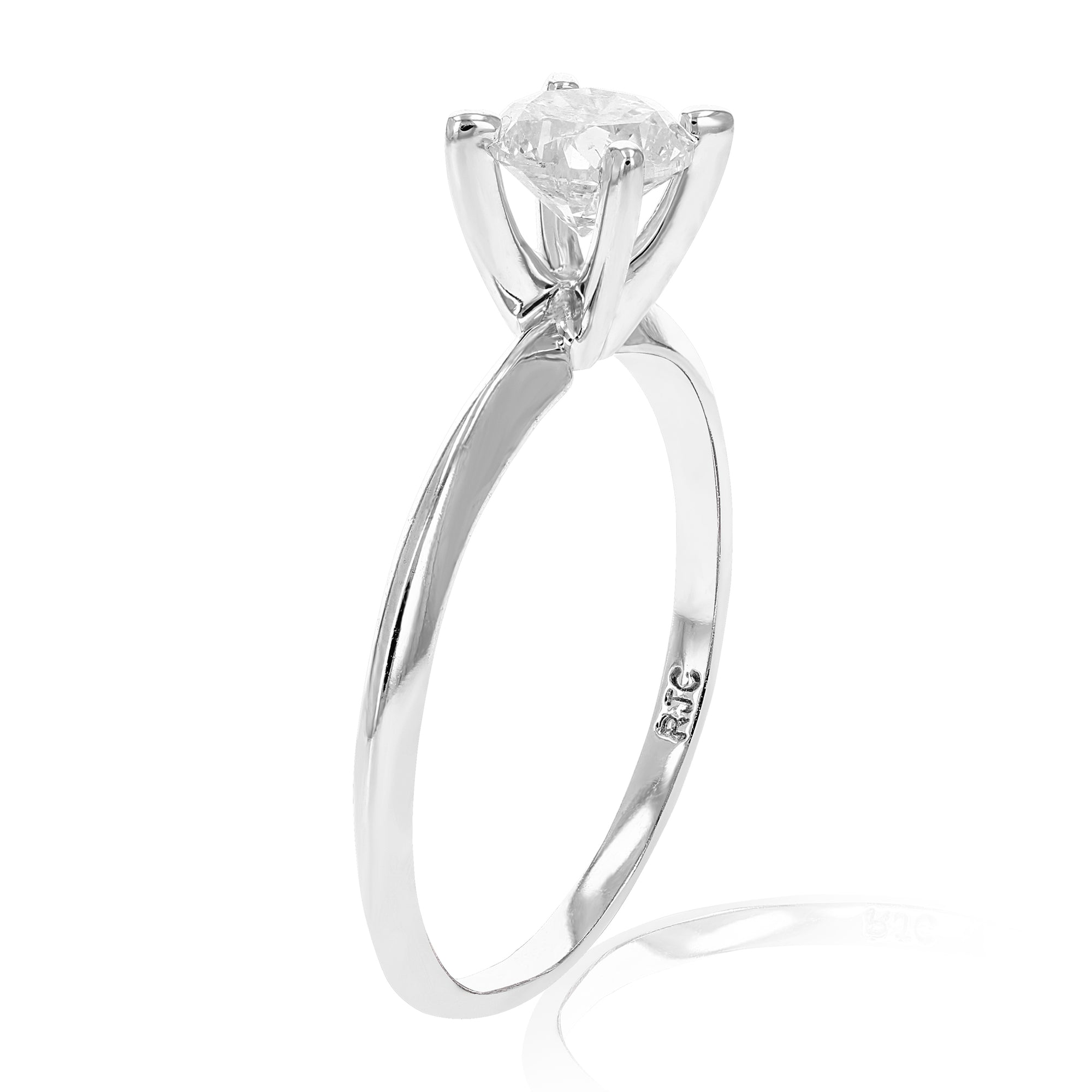 0.70 cttw Round Diamond Solitaire Engagement Ring 14K White Gold Bridal Size 7