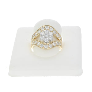 2 cttw Diamond Engagement Ring Cluster Design 14K Two Tone Gold Bridal Wedding