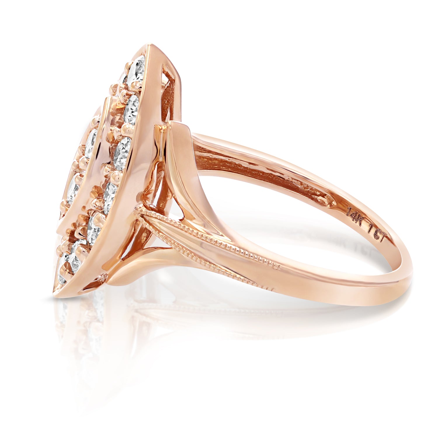 1 cttw Diamond Engagement Ring Marquise Design 14K Rose Gold Bridal Wedding