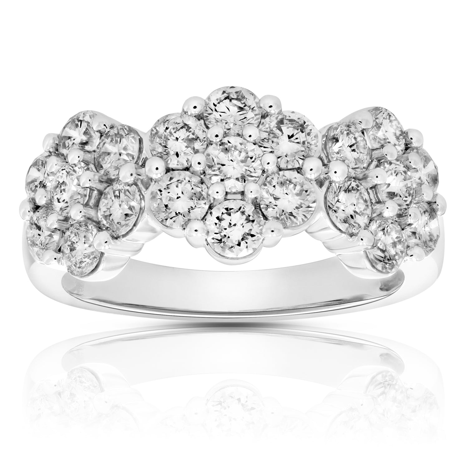 Ladies Diamond Cluster Rings: 14K Gold Diamond Flower Ring 1.3 Ctw (Yellow  Gold Size 9) - Walmart.com