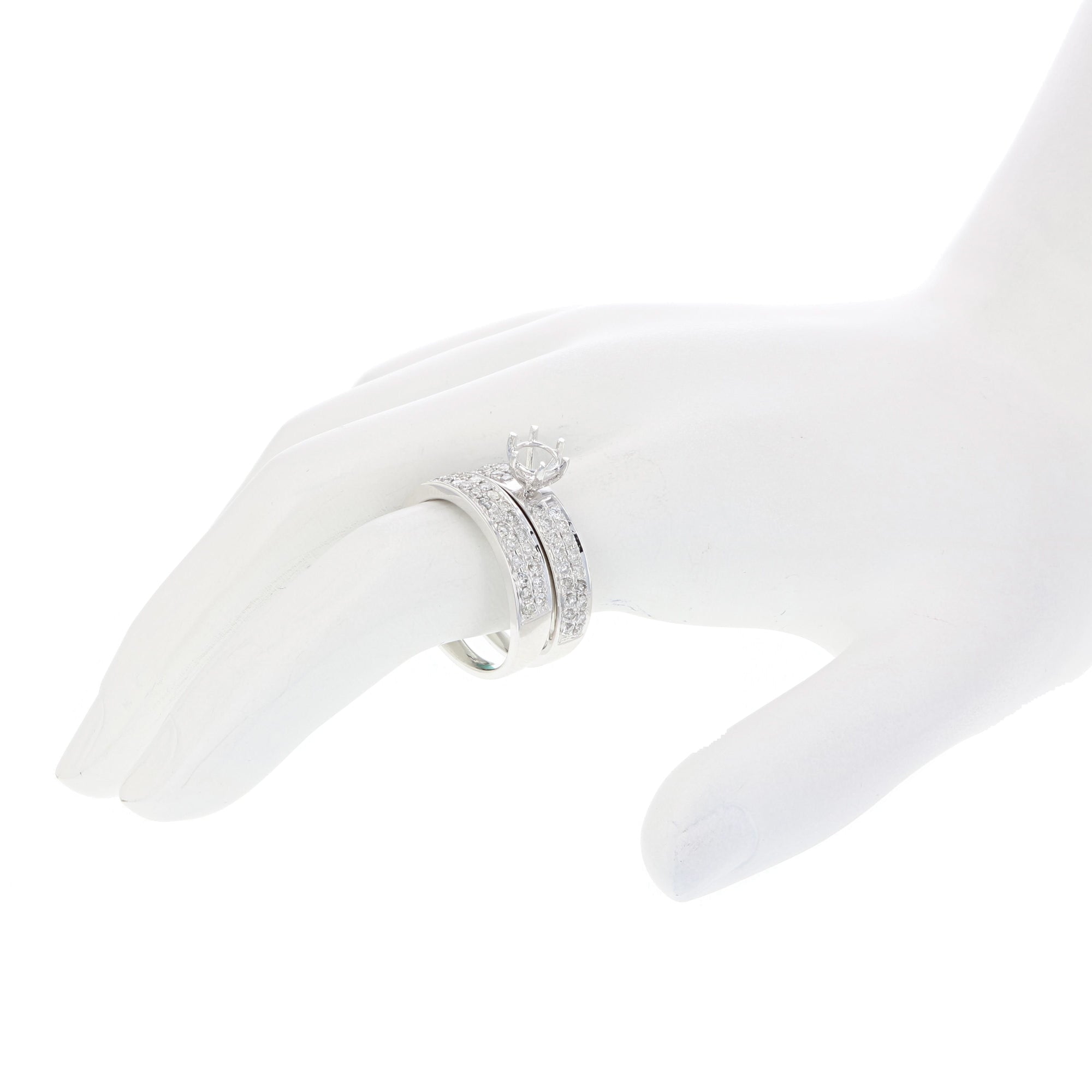 3/4 cttw Diamond Semi Mount Bridal Set 14K White Gold Engagement Wedding Size 7