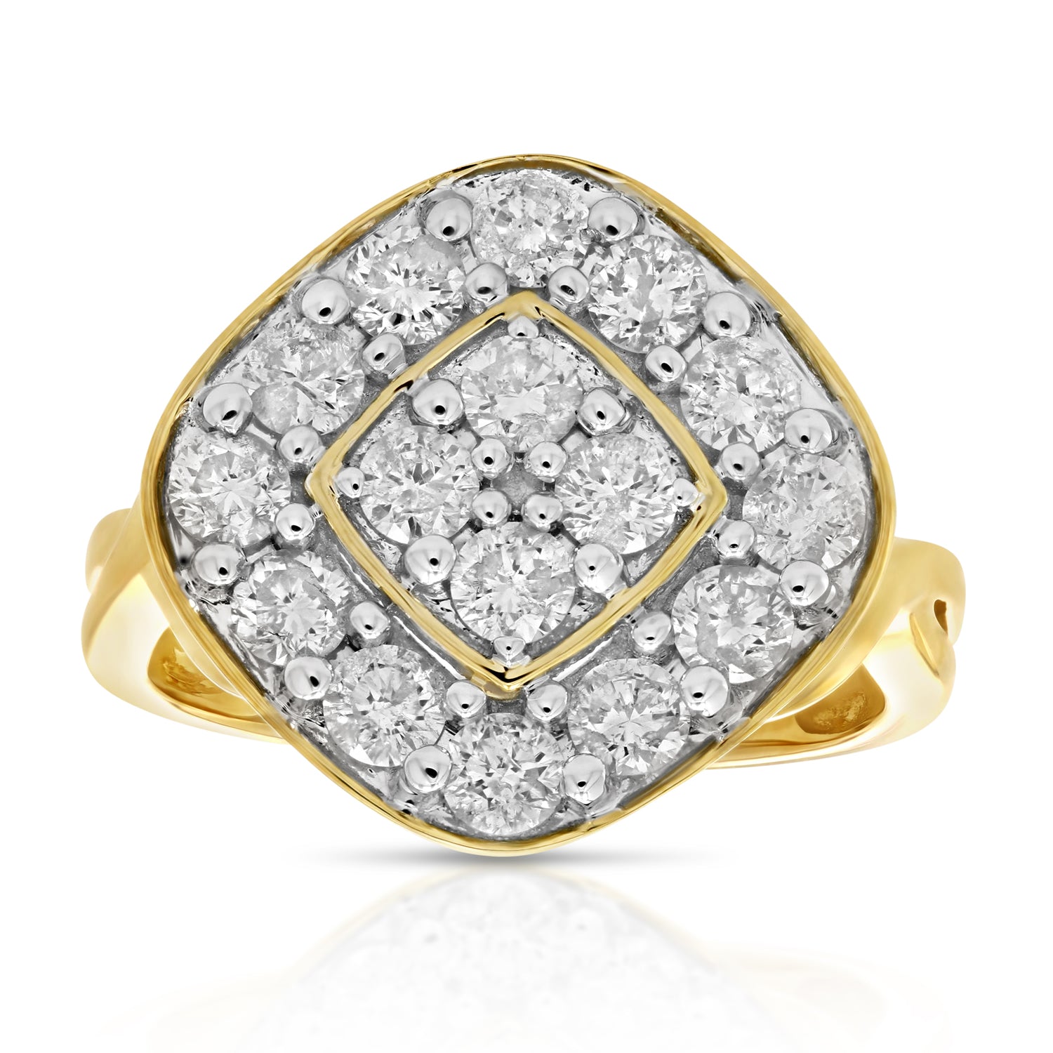 1.50 cttw Diamond Engagement Ring Cushion Style 14K Yellow Gold Bridal Wedding