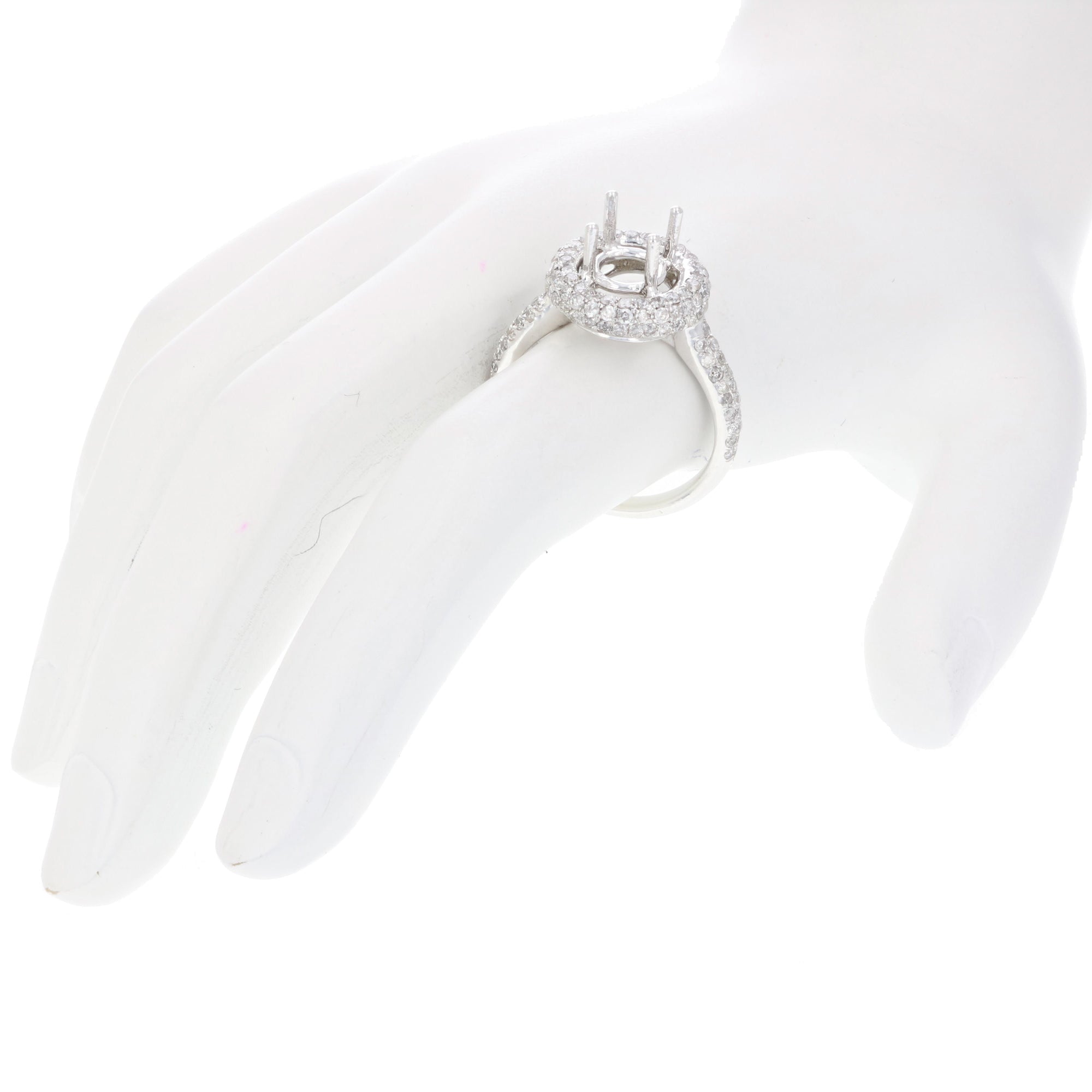 0.90 cttw Diamond Semi Mount Engagement Ring 14K White Gold Wedding Size 7