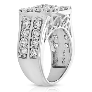 3 cttw Diamond Engagement Ring Cushion Shape 14K White Gold Bridal Wedding
