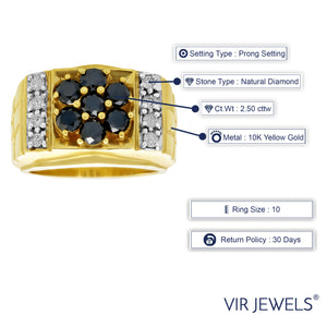 2.50 cttw Men's Diamond Ring 10K Yellow Gold Wedding Engagement Bridal Size 10