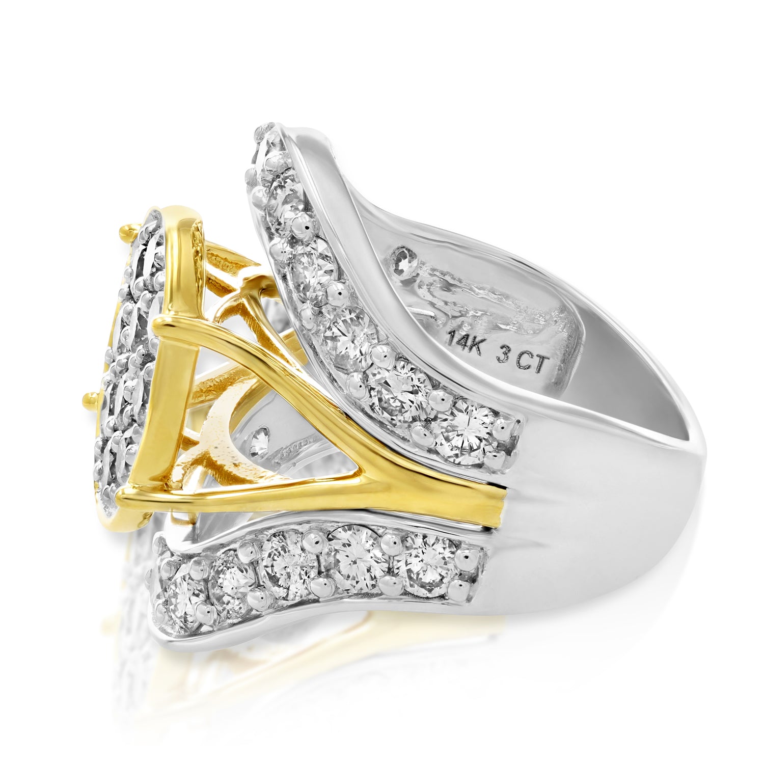 3 cttw Diamond Engagement Ring Oval Shape 14K Two Tone Gold Bridal Wedding Ring