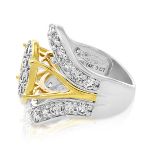 3 cttw Diamond Engagement Ring Oval Shape 14K Two Tone Gold Bridal Wedding Ring