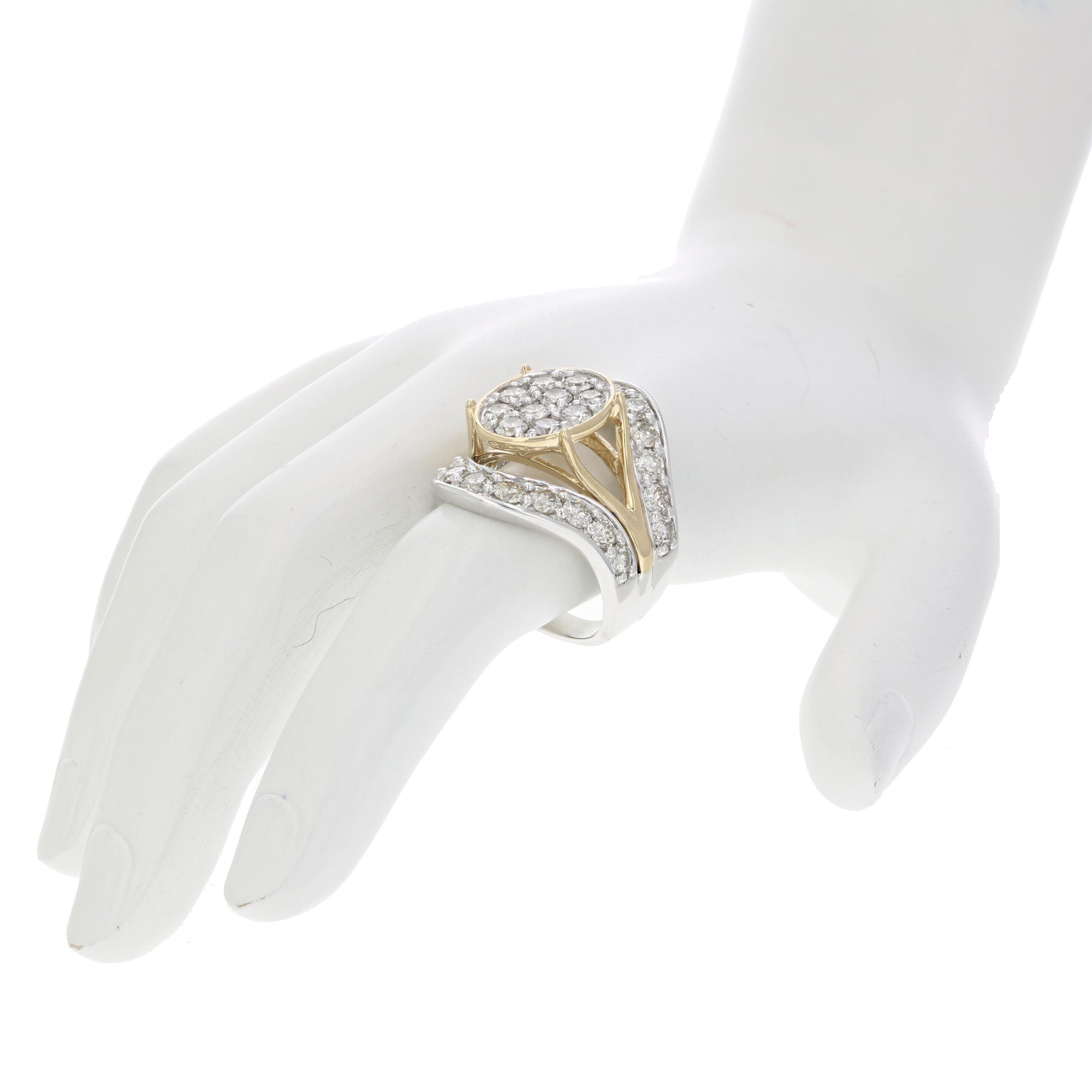 3 cttw Diamond Engagement Ring Oval Shape 14K Two Tone Gold Bridal Wedding Ring