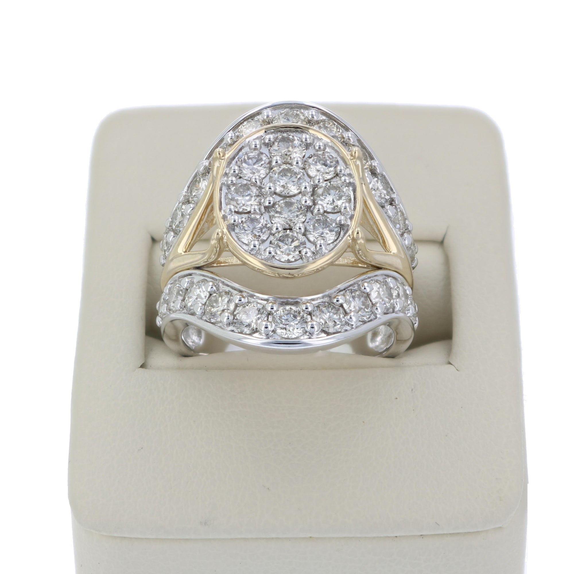 3 cttw Diamond Engagement Ring Oval Shape 14K Two Tone Gold Bridal Wedding Ring