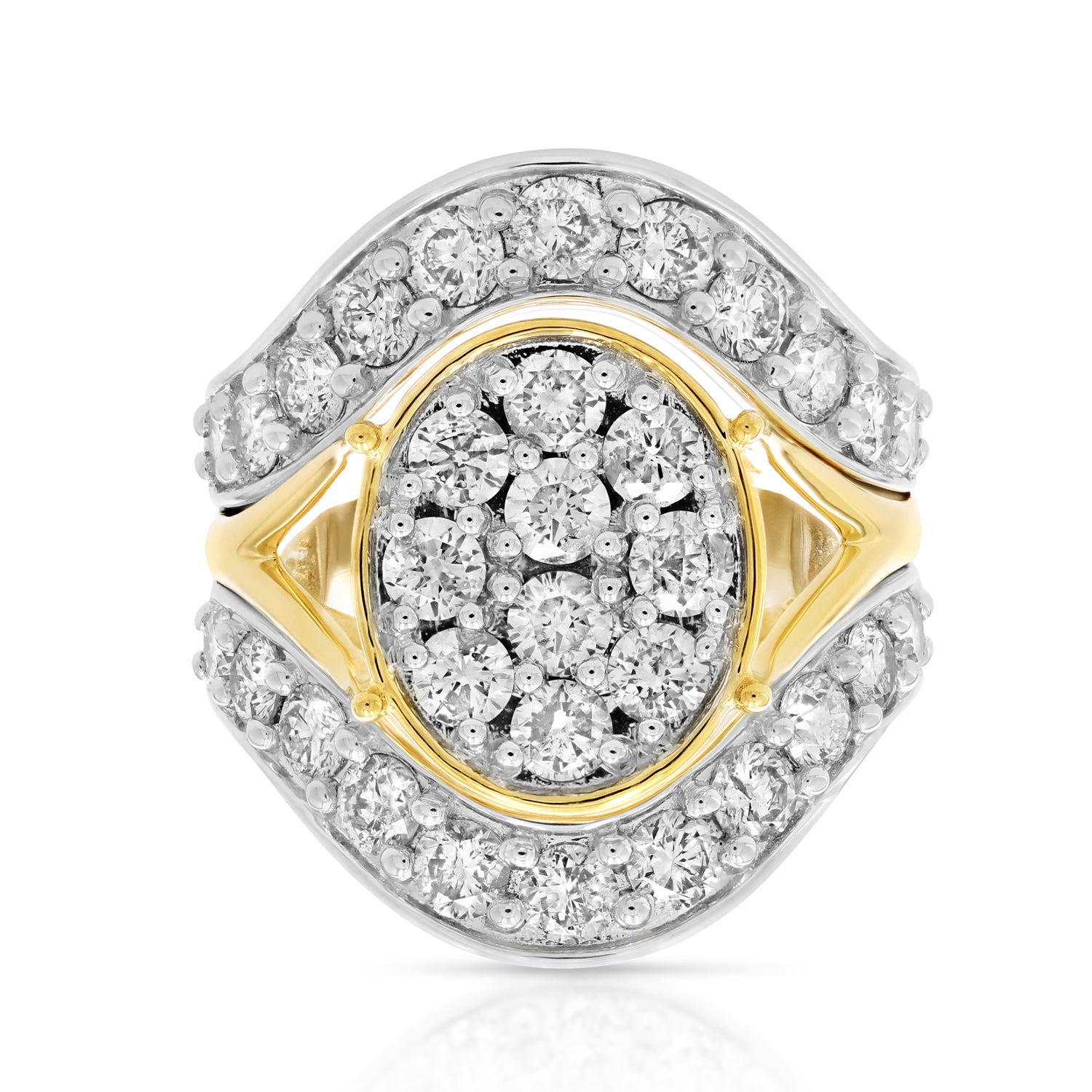 3 cttw Diamond Engagement Ring Oval Shape 14K Two Tone Gold Bridal Wedding Ring