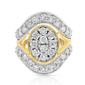 3 cttw Diamond Engagement Ring Oval Shape 14K Two Tone Gold Bridal Wedding Ring