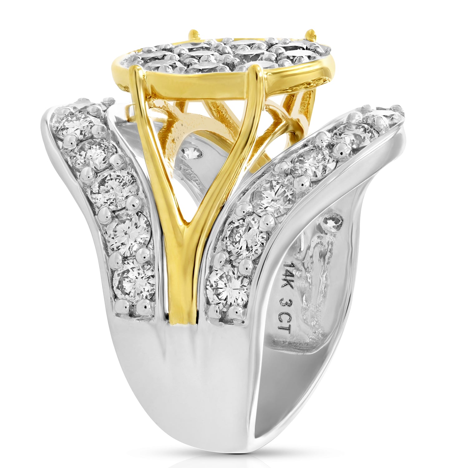 3 cttw Diamond Engagement Ring Oval Shape 14K Two Tone Gold Bridal Wedding Ring