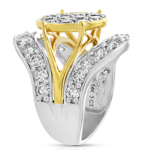3 cttw Diamond Engagement Ring Oval Shape 14K Two Tone Gold Bridal Wedding Ring